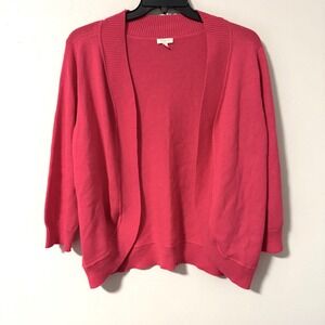Talbots Pink 100% Cotton‎ Open Front Cardigan Sweater Women's XL 3/4 Sleeve